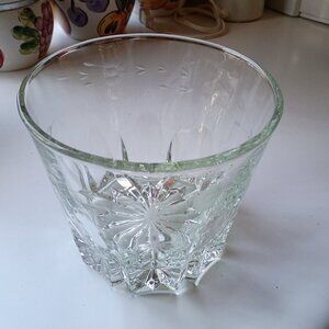 Crystal Ice Bowl With Etchings 6 Across x 5 1/2 High